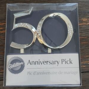 Wilton Silver 50th Anniversary Cake Pick Topper